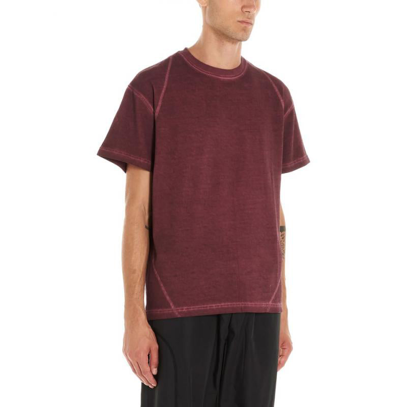 Weinrotes Dye+Acid Wash T-Shirt für Herren
