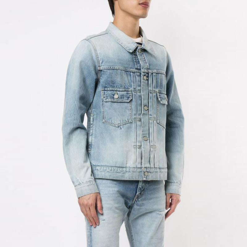 Gradient light blue denim jacket 16