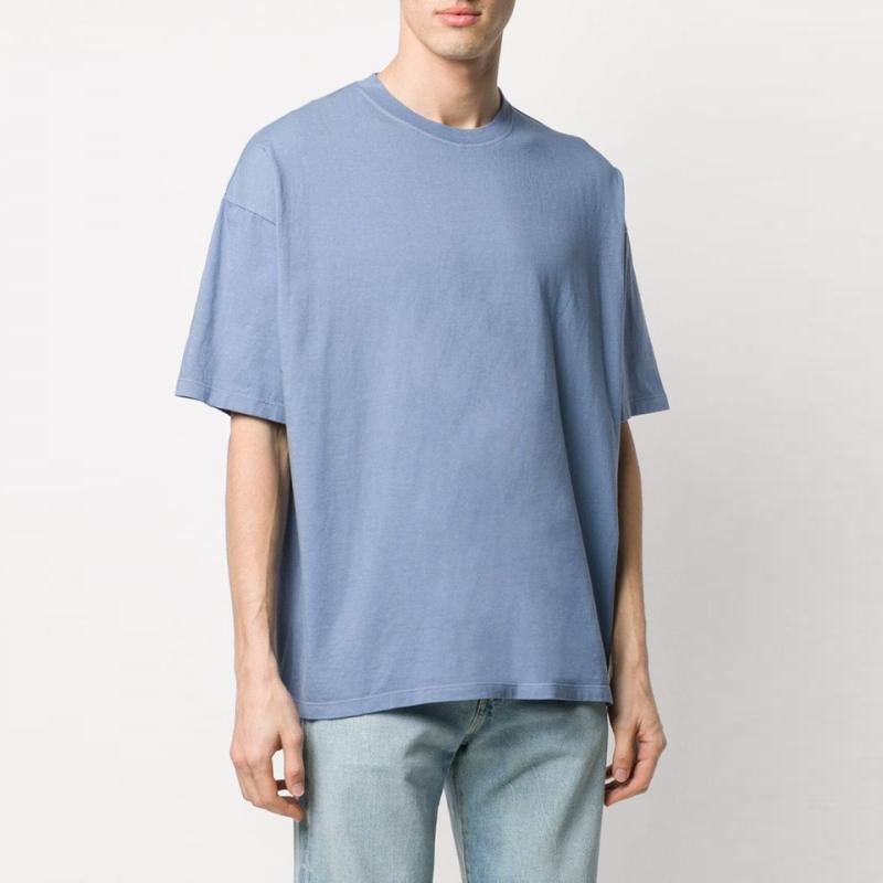 Men's bluish grey enzyme wash T-shirt