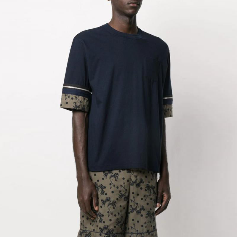 Marineblaues Herren-T-Shirt mit Reißverschlussärmeln 147 